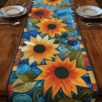 Sunflowers on Blue Swirls Table Runner