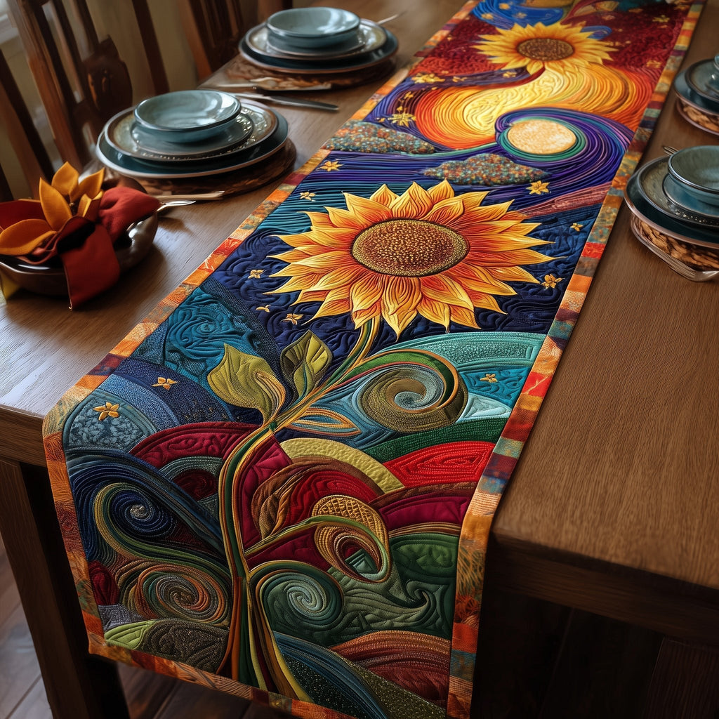 Cosmic Sunflower Table Runner