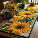 Golden Sunflowers on Cream Table Runner