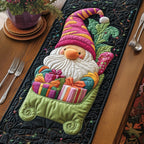 Gnome Riding Sleigh Full of Gifts Table Runner