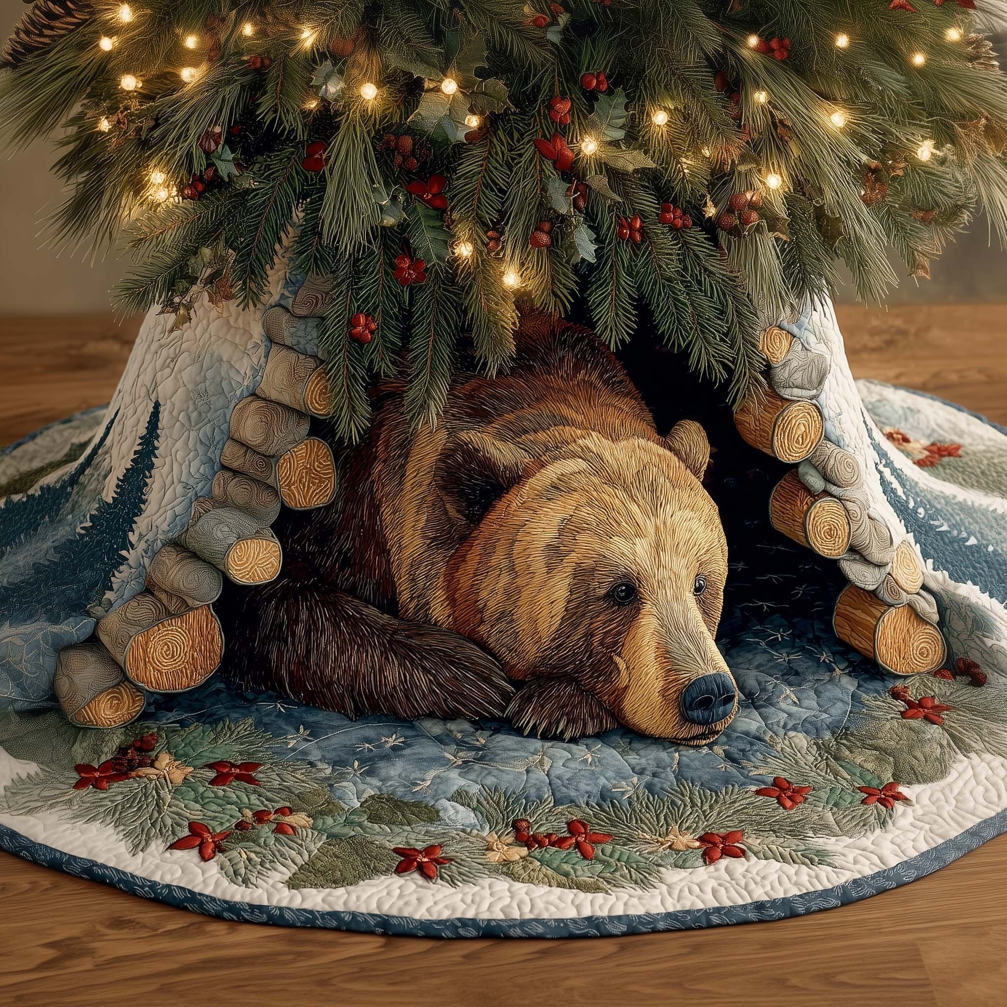 Cozy Bear Christmas Tree Skirt
