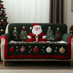 Santa Among Green Christmas Trees Sofa Cover