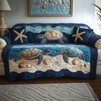 Sea Turtles and Starfish on Blue Sofa Cover