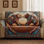 Two Bears on Southwest Patchwork Sofa Cover