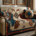 Eagle Feathers on Southwest Cream Sofa Cover
