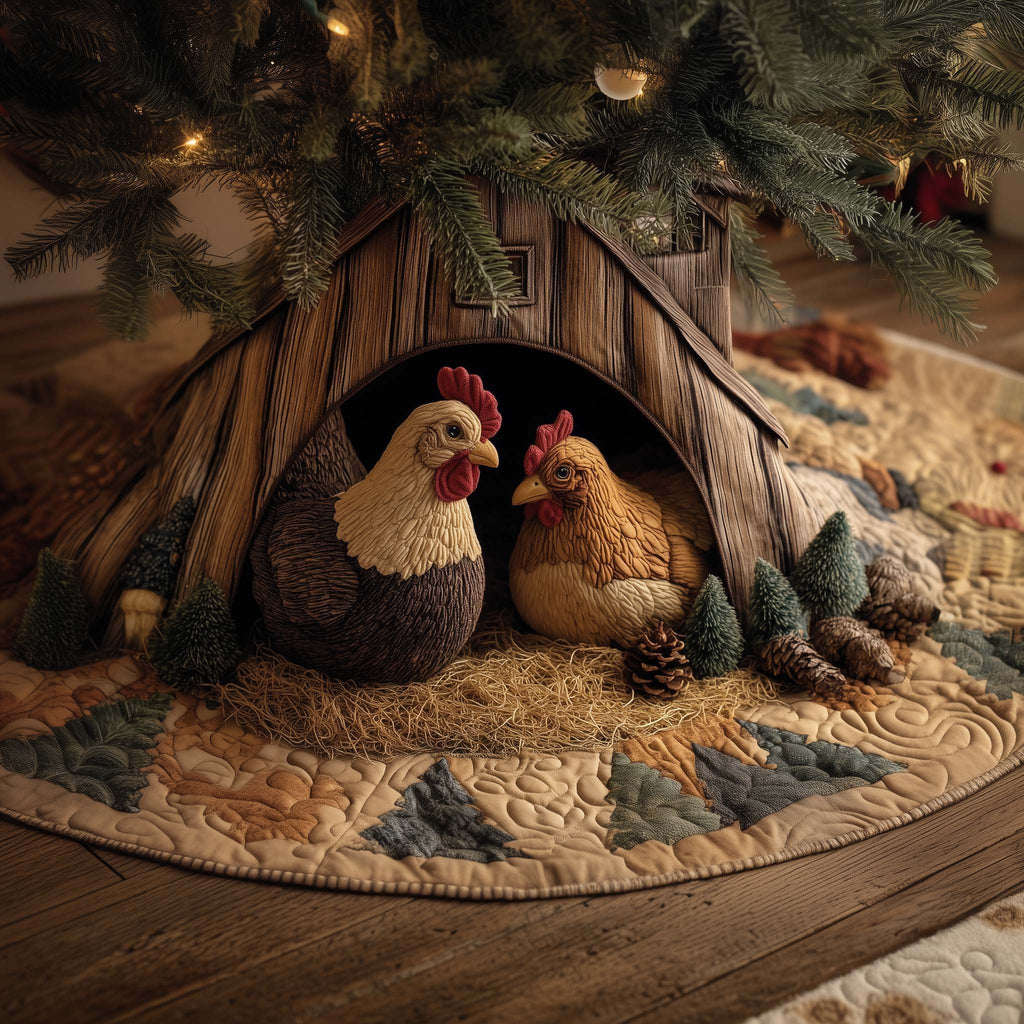 Cozy Chicken Christmas Tree Skirt