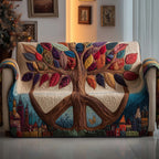 Peace Sign Tree with Bright Leaves Sofa Cover