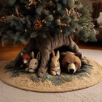 Fox Rabbit and Bear Under the Roots Christmas Tree Skirt
