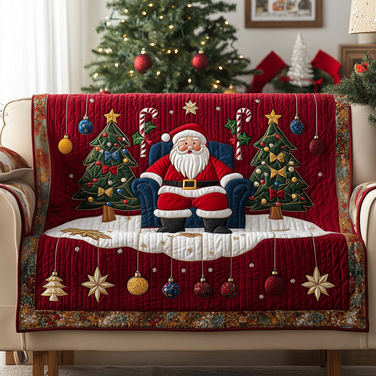Santa in an Armchair with Trees Sofa Cover
