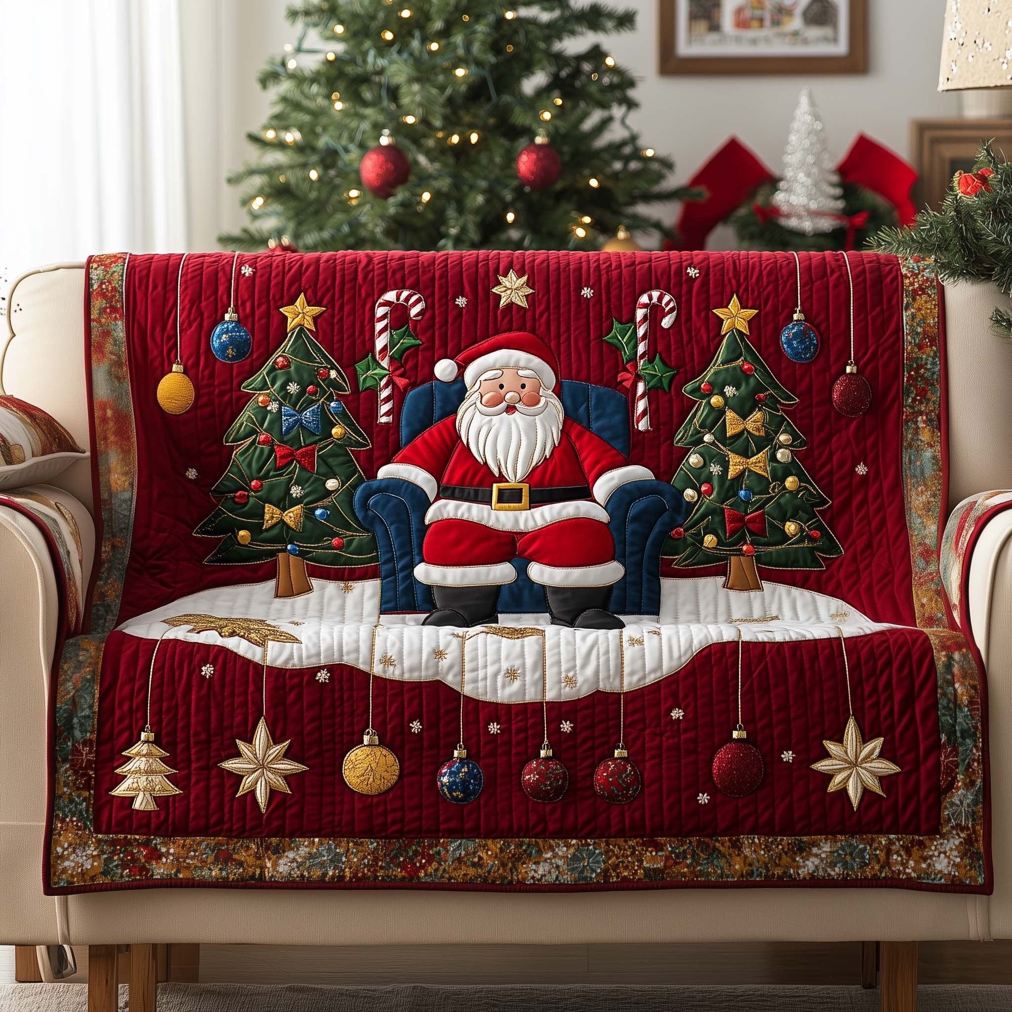 Santa in an Armchair with Trees Sofa Cover