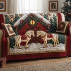 Two Horses by the Red Barn Sofa Cover