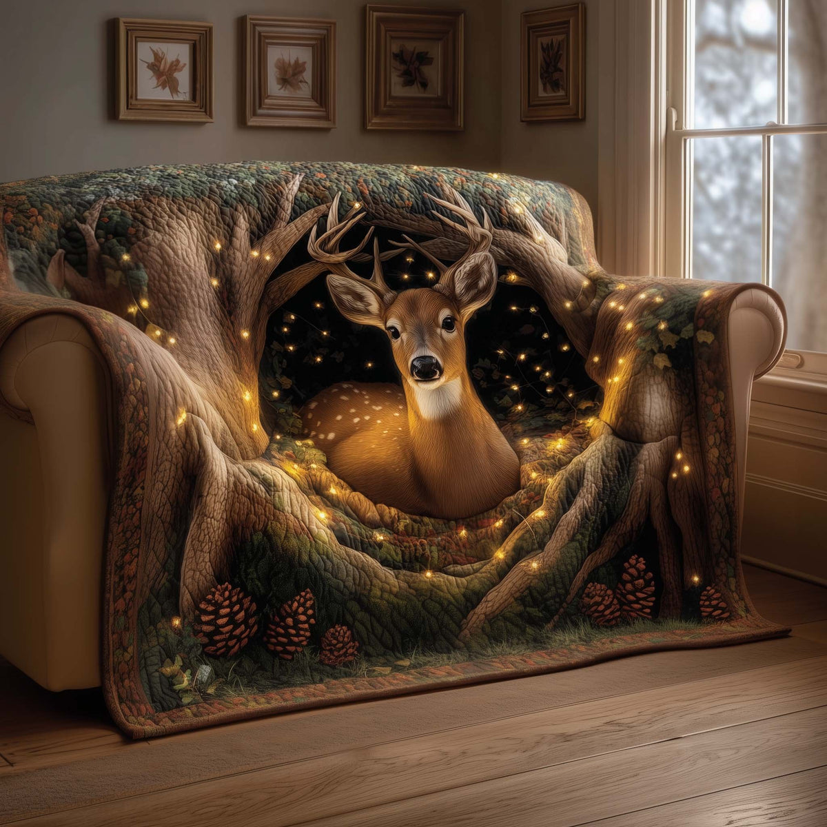 Deer in the Lantern Lit Hollow Sofa Cover