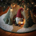 Forest Gnome Gnome with a Lantern in the Pines Christmas Tree Skirt