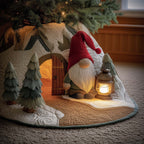 Gnomes at the Wooden Door Christmas Tree Skirt