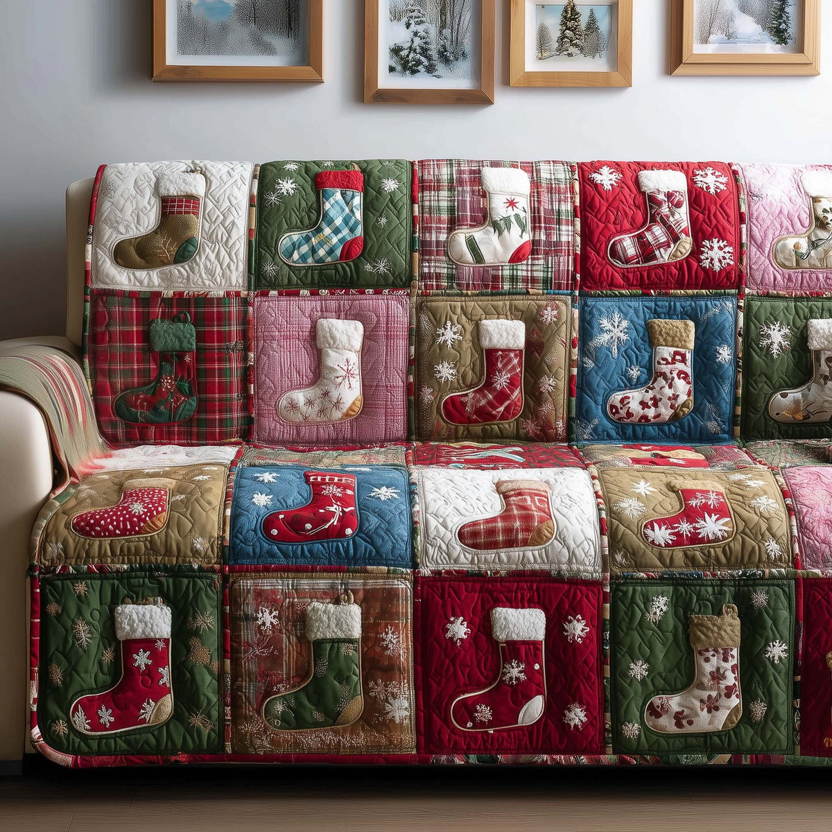 Santa Boots Patchwork Sofa Cover