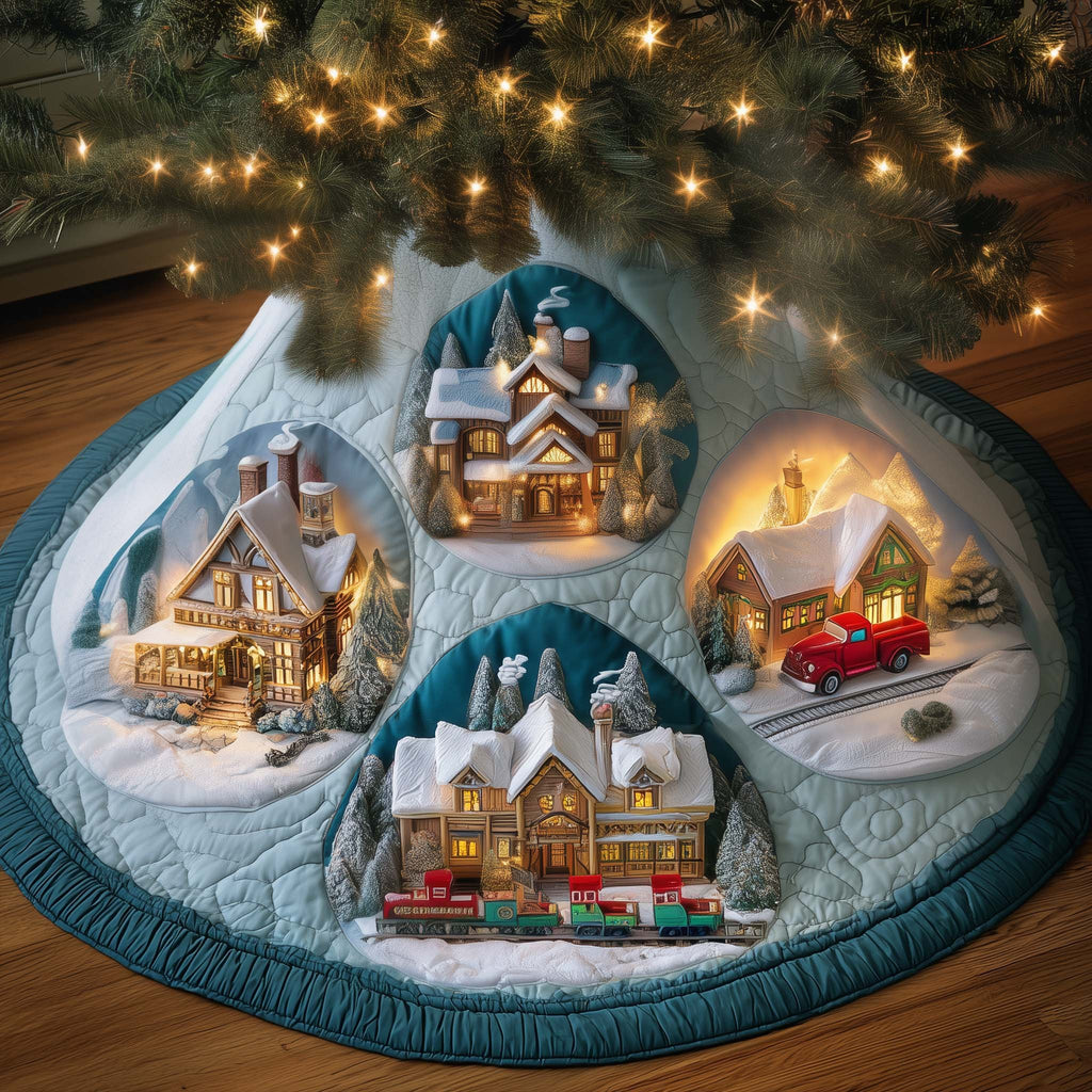 Frost Circles Christmas Tree Skirt