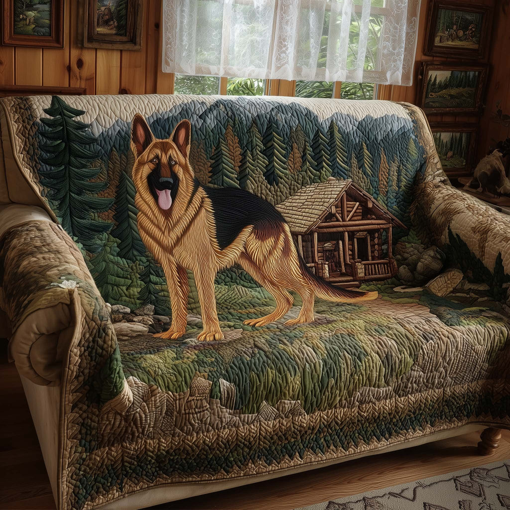 German Shepherd Beside the Log Cabin Sofa Cover