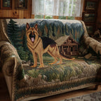 German Shepherd Beside the Log Cabin Sofa Cover