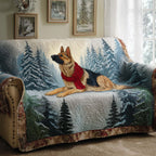 German Shepherd in the Snowy Pines Sofa Cover
