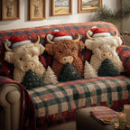 Highland Cows Among Snowy Trees Sofa Cover