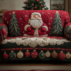 Santa Above a Row of Ornaments Sofa Cover