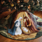 Nativity in a Golden Cave Christmas Tree Skirt