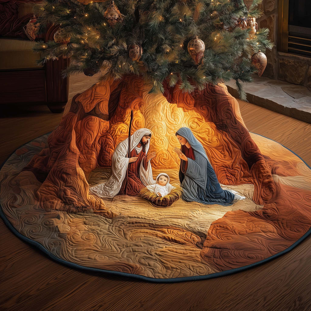Nativity in a Red Rock Cave Christmas Tree Skirt