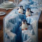 Penguins Peering Over Ice Cliff Table Runner