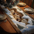Fluffy Cats in Snowy Hollow Table Runner