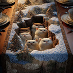 Cream Cats in Snowy Nook Table Runner