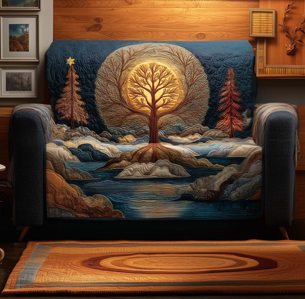 Golden Tree Beside the Still River Sofa Cover