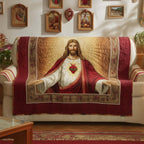Sacred Heart of Jesus on Red Sofa Cover
