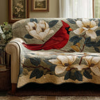 Cardinal Among White Magnolias Sofa Cover