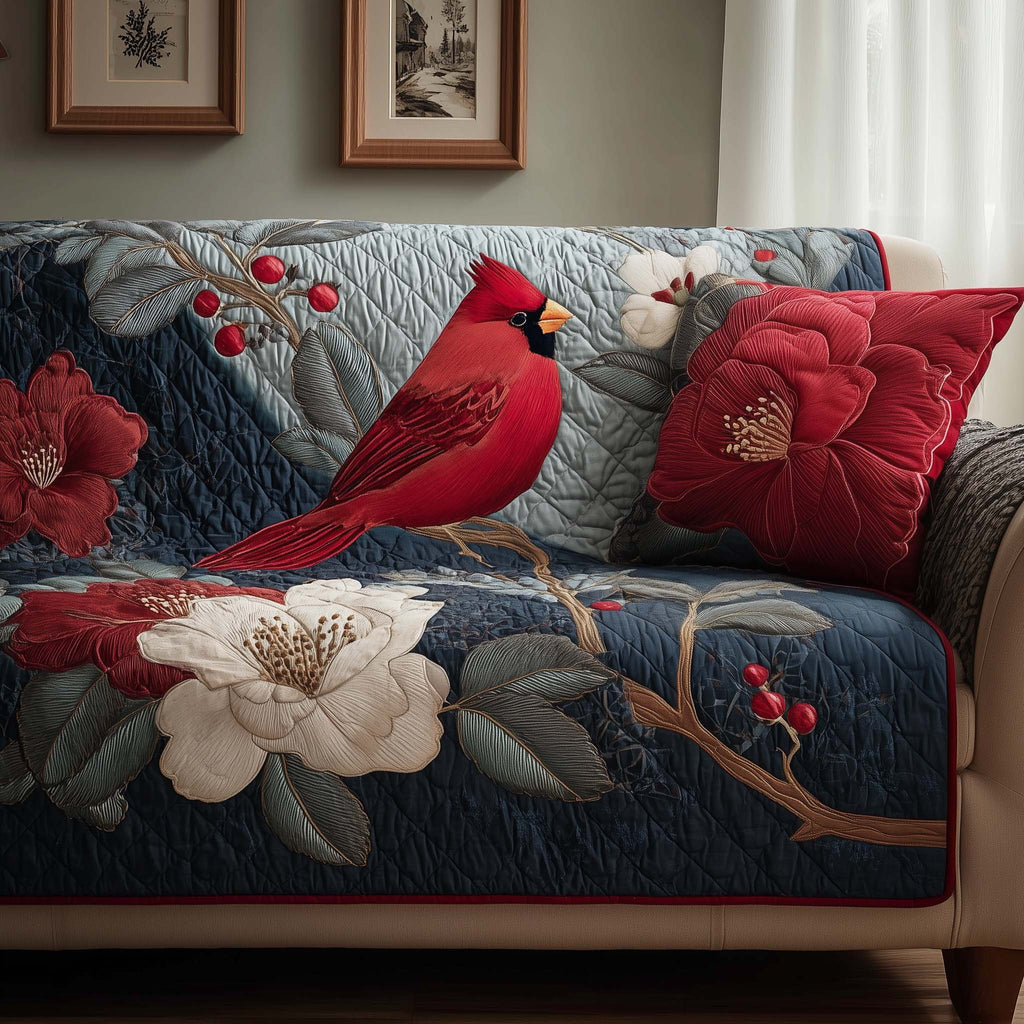 Cardinal on the Blossom Branch Sofa Cover