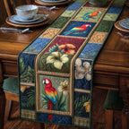 Parrot Panels with Tropical Flowers Table Runner