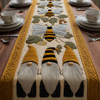Bee Gnomes on Yellow Panel Table Runner