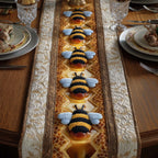 Bees on Cream and Honey Stripes Table Runner