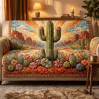 Saguaro Cactus with Desert Flowers Sofa Cover