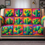 Cactus Squares in Bright Colors Sofa Cover