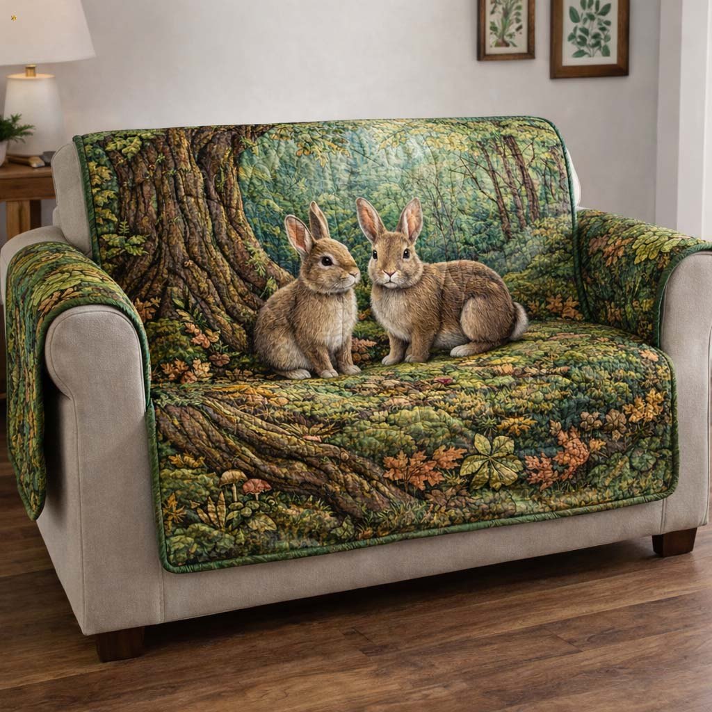 Rabbits in the Green Forest Sofa Cover