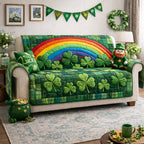 Shamrocks with Rainbow and Leprechaun Sofa Cover