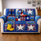 Bluebonnets with Boots and White Stars Sofa Cover