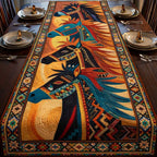 Blue Horse on Aztec Pattern Table Runner