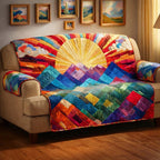 Sunburst Over Colorful Mountains Sofa Cover