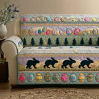 Black Rabbit Silhouettes with Eggs Sofa Cover