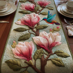 Pink Magnolia with Hummingbird Table Runner