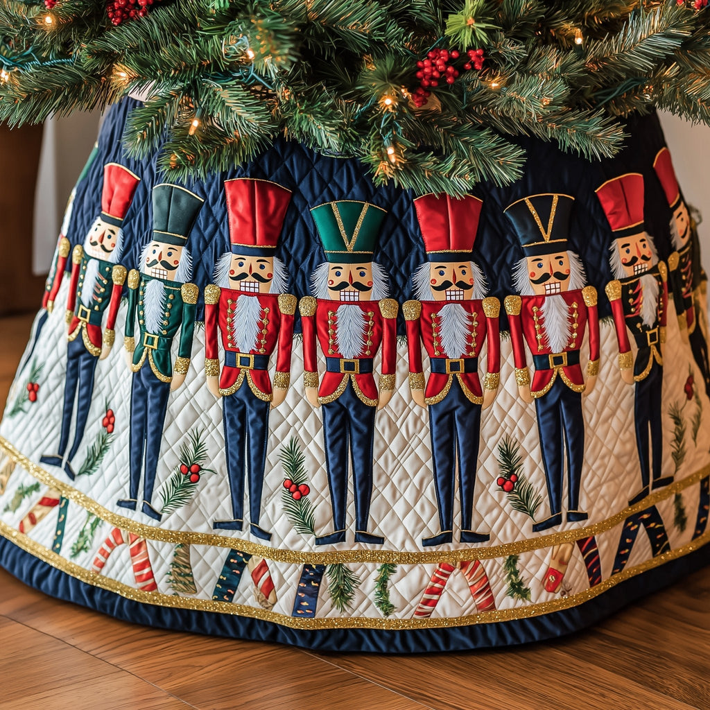 Nutcracker Regiment on Ivory Christmas Tree Skirt