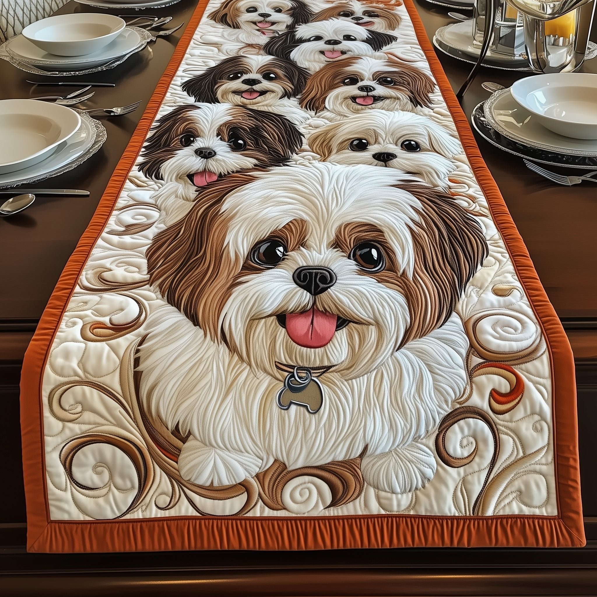 Adorable Shih Tzu Table Runner