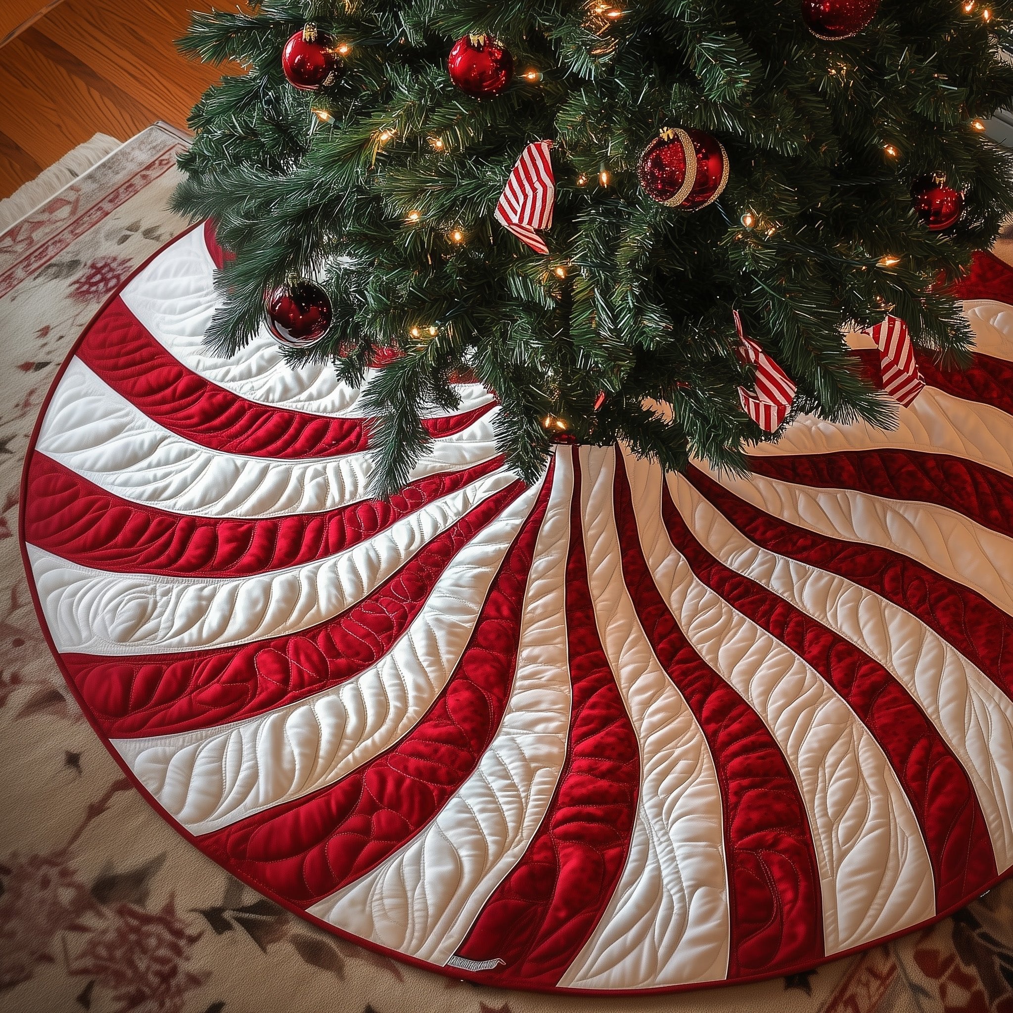 Candy Swirly Christmas Tree Skirt