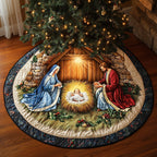 Nativity in the Glowing Stable Christmas Tree Skirt